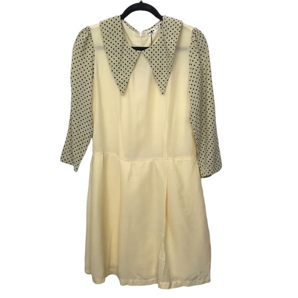 8000 Nerves Yellow Polka Dot Peter Pan Collar Dress NWT Medium - Picture 1 of 9